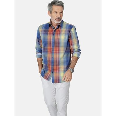 Langarmhemd BABISTA "Hemd MILANZARO", Herren, Gr. XL, weit, bunt (blau kariert), Obermaterial: 100% Baumwolle CO., Hemden, mit Kentkragen