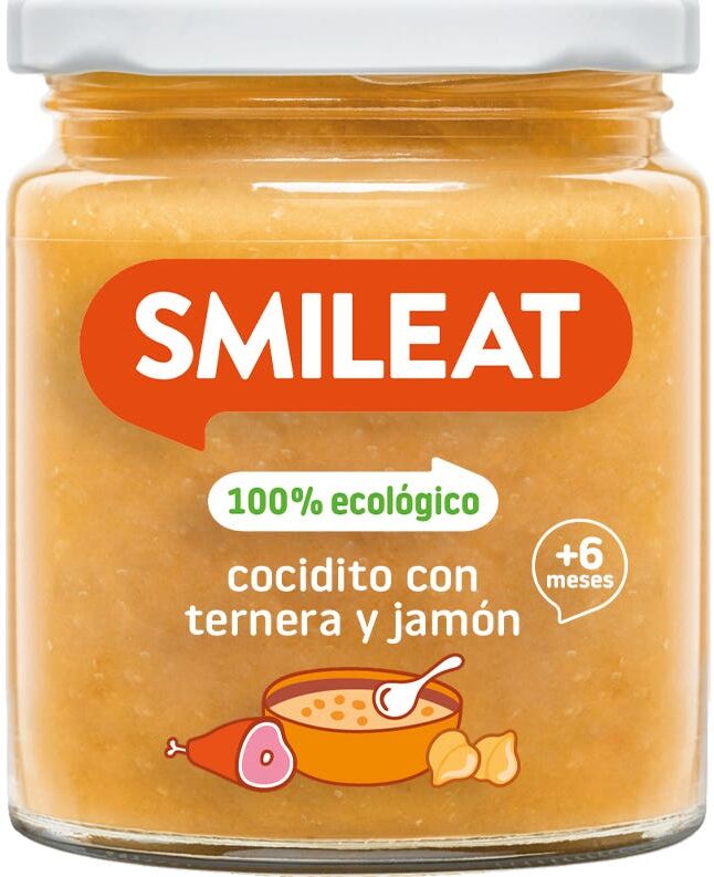 Smileat Tarrito Ecológico Cocidito Ternera y Jamón 230 g