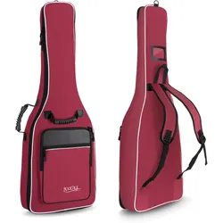 Rocktile Klassik-Gitarrentasche - gepolstert mit Rucksackgarnitur Weinrot