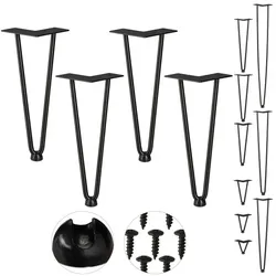 Relaxdays 4er Set Hairpin Legs mit 2 Streben Schwarz