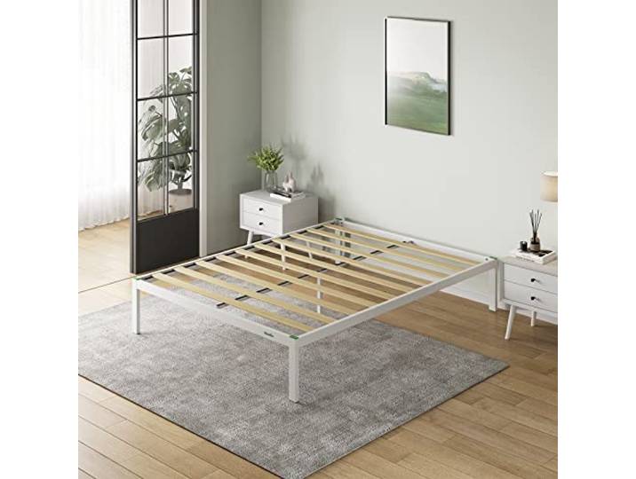 Novilla Metallbett Metallrahmenbett mit Lattenrost Bettgestell Für Erwachsene Kinder Jugendliche 180x200 cm Weiß