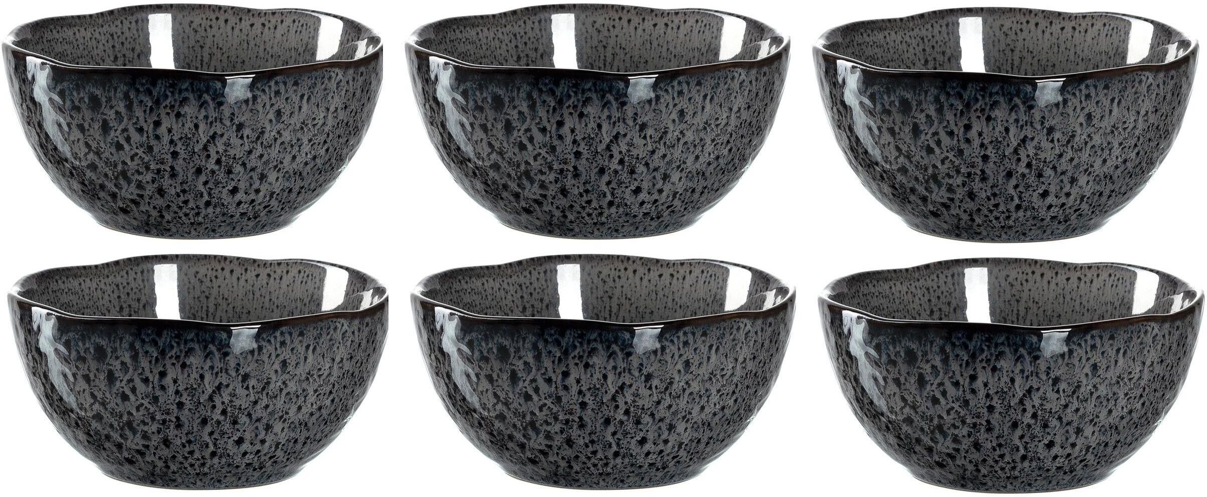 Dessertschale LEONARDO "Matera 6 St", grau, H:6cm Ø:12cm, Keramik, Schüsseln, Dessertschale grau Ø 12cm