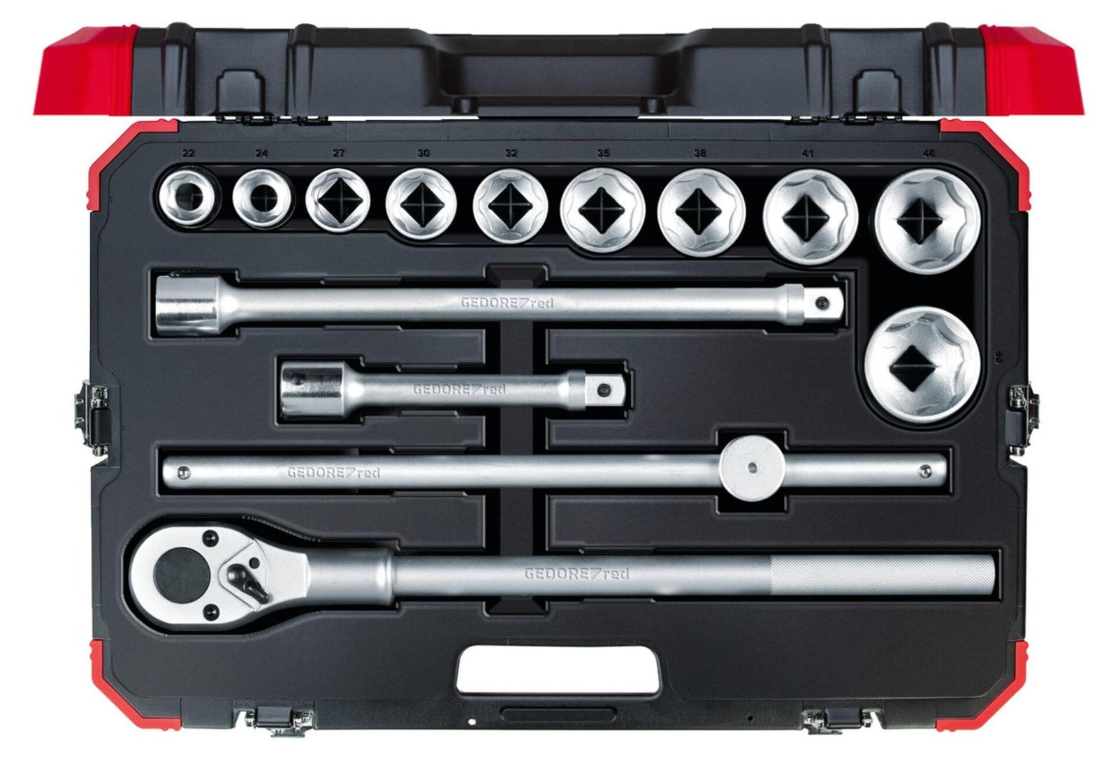 Gedore 14-delige set rode doppelmoersleutels 3/4", 22-50mm