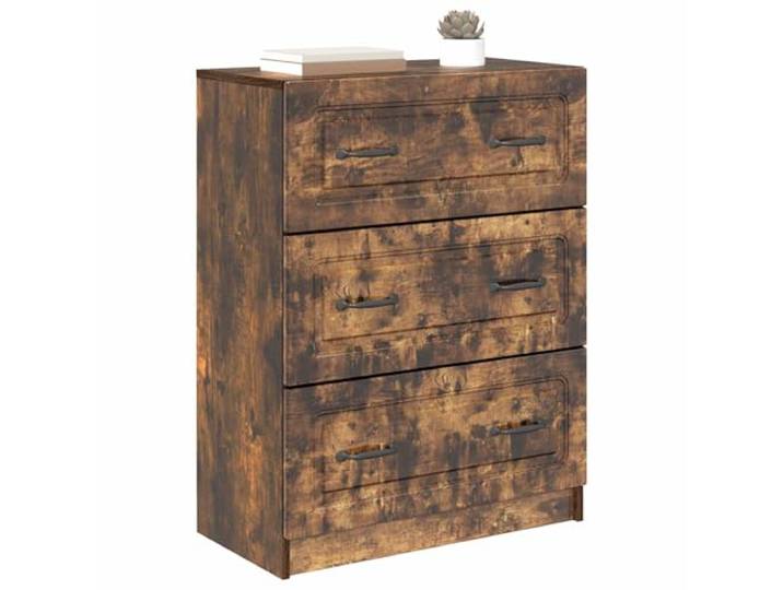 KTHLBRH Schrank mit Schubladen Eiche Rauchgrau 66 x 34,5 x 87 cm Technisches Holz, 2 Schubladen, Griffe, vielseitige Verwendung, einfache Wartung