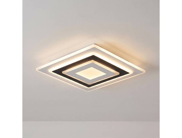 Plafonnier LED Rebeka, 50 x 50 cm, CCT, à intensité variable - Lindby - Salon / séjour - Moderne - Plastique - Angulaire