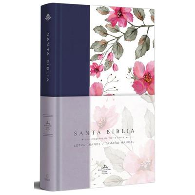 Biblia Rvr 1960 Letra Grande. Tapa Dura Tela Azul Púrpura Con Flores Tamaño Manual / Bible Rvr 1960 Handy Size Hardcover Cloth with Purple Blue