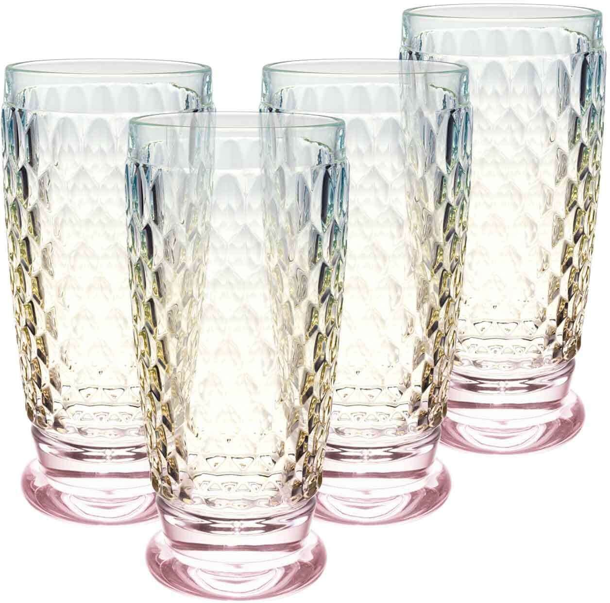 Longdrinkglas VILLEROY & BOCH "Longdrinkglas Boston Pearl 300 ml 4er Set bunt", bunt, 4 tlg., Glas, Trinkgefäße, Longdrinkglas