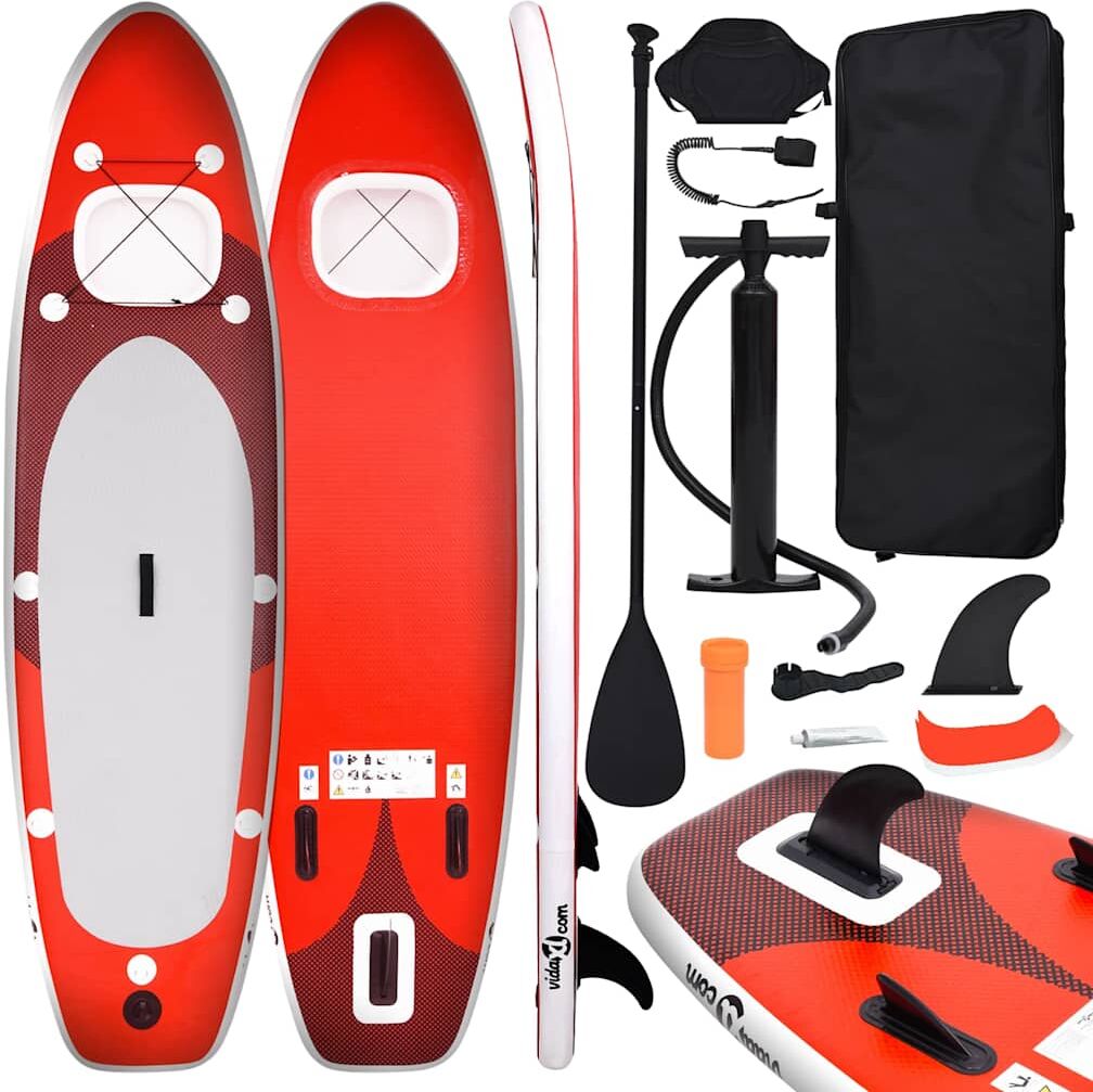 vidaXL Ensemble de planche SUP gonflable Rouge 300x76x10 cm