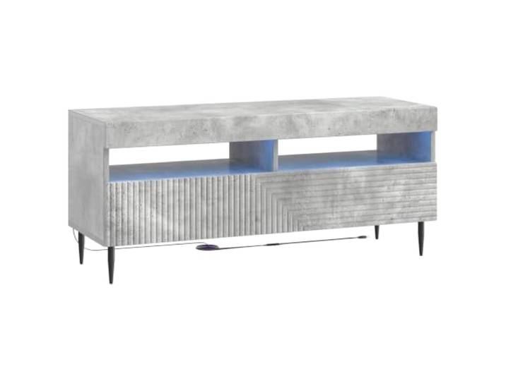 GKHPYURE TV-Schrank mit LED, Grau, Beton, aus technischem Holz Modernes Design, schlankes Profil, umkehrbare Türen, LED-Licht, Holztechnik, Verwendung im Innenbereich