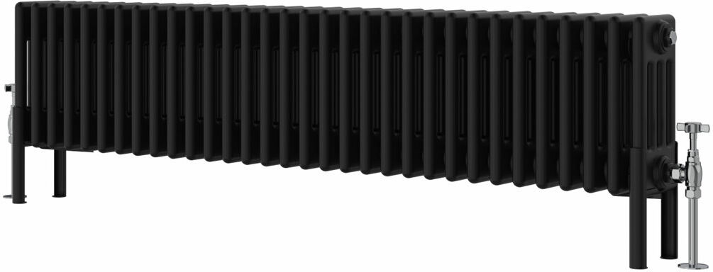 Symple Stuff Altynay Horizontal Traditional 4 Column Radiator Black 300mm H x 1460mm W x 140mm D