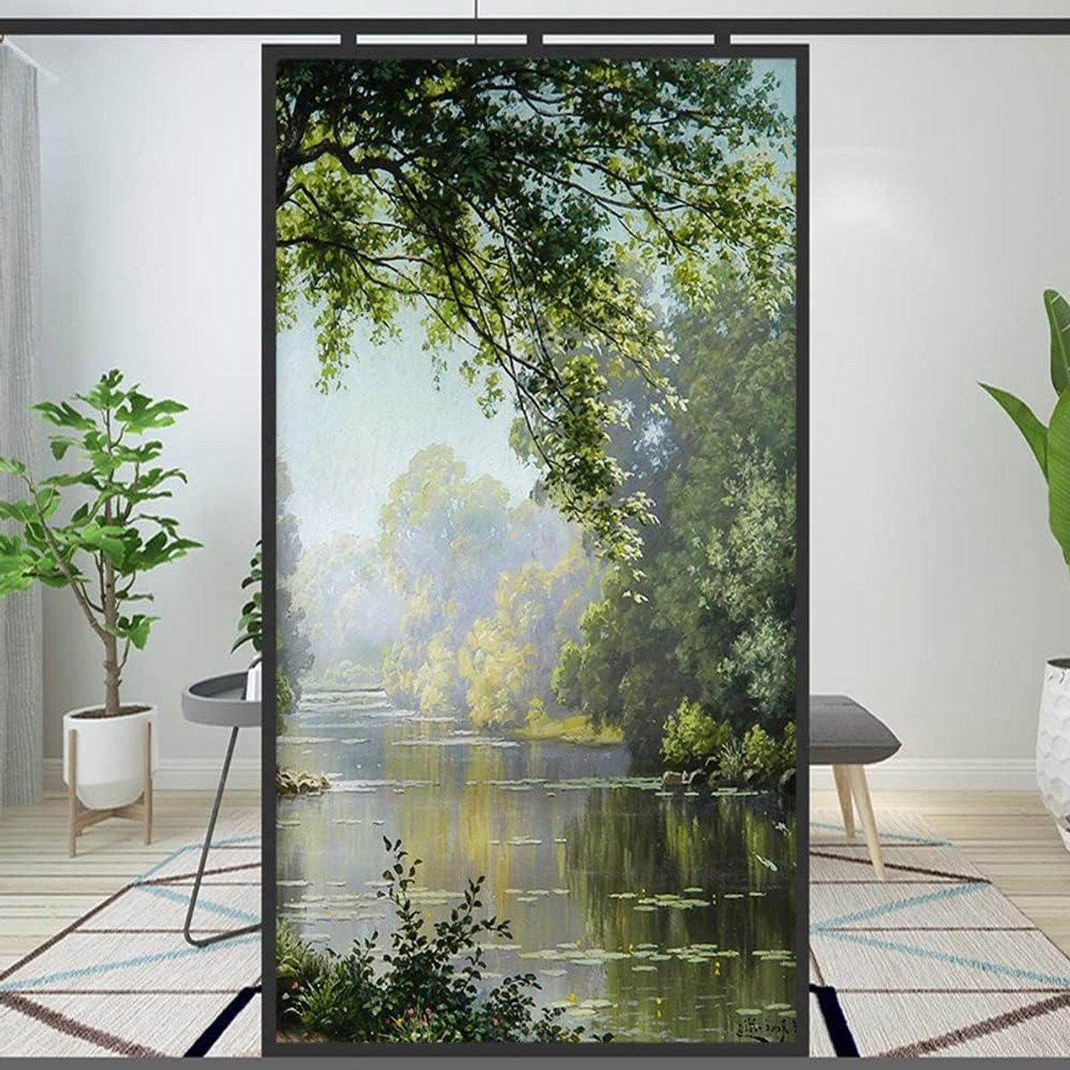 Decoratief raamfolie voor privacy met statische hechting - Groen - 90 x 200 cm