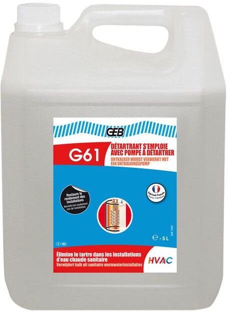 Détartrant G61 s'emploie avec pompe bidon 5 L GEB 870122 Translucide