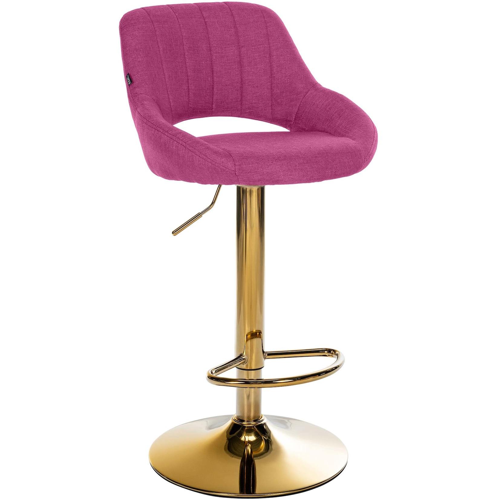 CLP Barhocker Milet Stoff gold - Farbe: lila, Gestellfarbe: gold