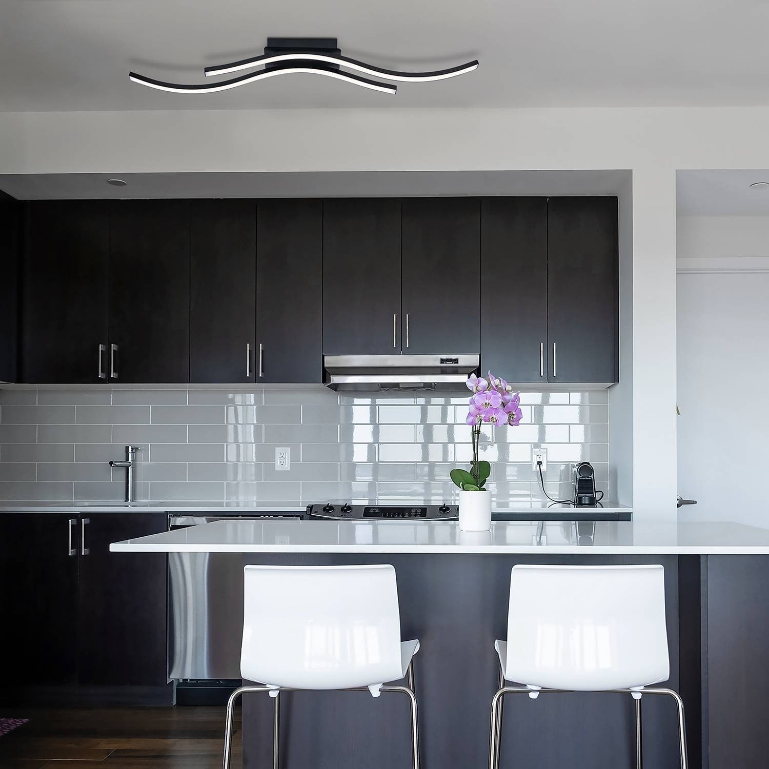 home24 LED-plafondlamp Onda I zwart
