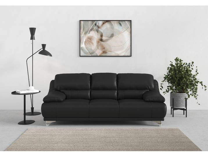 3-Sitzer COTTA Maranello , schwarz, B:216cm H:86cm T:93cm, 64% Polyurethan, 25% Polyester, 11% Baumwolle, Sofas