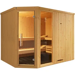 Weka Elementsauna Varberg 4 Familiensauna - 68 mm Ganzglastür u. Fensterelement(e) 7,5 kW Bio-Kombiofen BioS inkl. Steuerung inkl. Steuerung