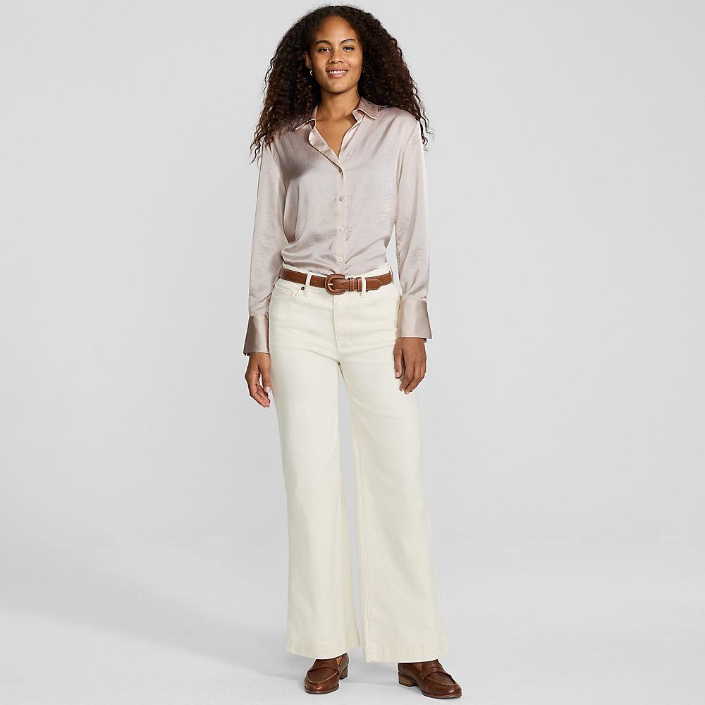 Satinbluse in Petite-Größe, Damen, size: petite, Braun, Polyester, by Lands' End
