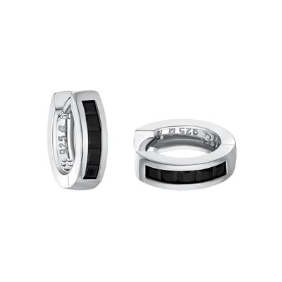 Paar Creolen AMOR "Black Hoops", silber (silberfarben, schwarz, schwarz), Ohrringe, Damen, Silber 925 (Sterlingsilber), mit Zirkonia (synth.)