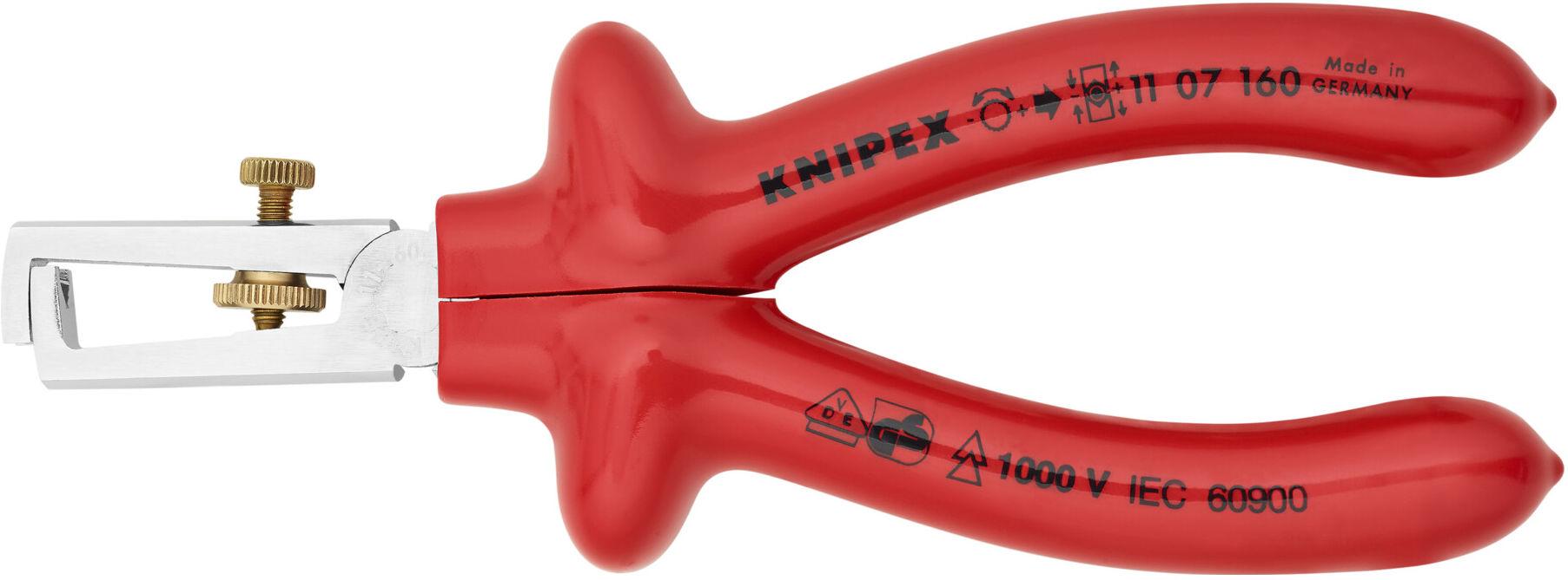 KNIPEX 11 07 160 Abisolierzange mit Öffnungsfeder, universal verchromt VDE 160 mm)