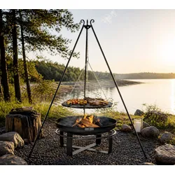 CookKing Schwenkgrill Set Viking 1 | mit Feuerschale, Dreibein und Grillrost - Schwarz