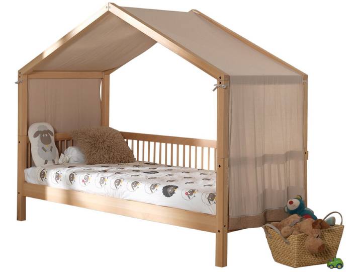 Hausbett VIPACK Forrest mit hochwertiger und stabiler Verarbeitung, Made in Europe , braun (buche natur, buche natur, buche natur), B:97,5cm H:170cm L:207,5cm, Betten, Hausbett, wahlweise ohne oder mit Textilhimmel oder Rausfallschutz