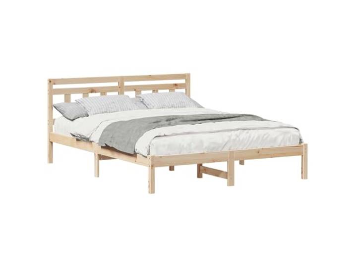 PUGYNBK Bettgestell Braun 150 x 200 cm Kiefer massiv Plattformsockel mit Lamellen, quadratischen Beinen, einfache Montage, minimalistisches Design