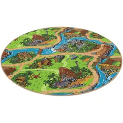 Pergamon, Spielteppich + Spielmatte, Kinder Spiel Strassen Teppich Dino Welt Rund