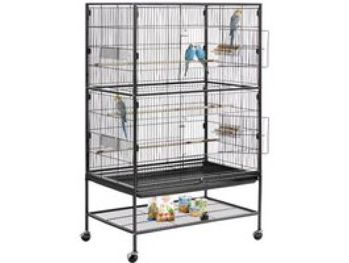 VEVOR Vogelkooi, 800x520x1320 mm, smeedijzeren volière met zitstokken, lade en plastic voerbakjes, wielen, vogelhuisje voor papegaaien, koolmezen, valkparkieten en kanaries