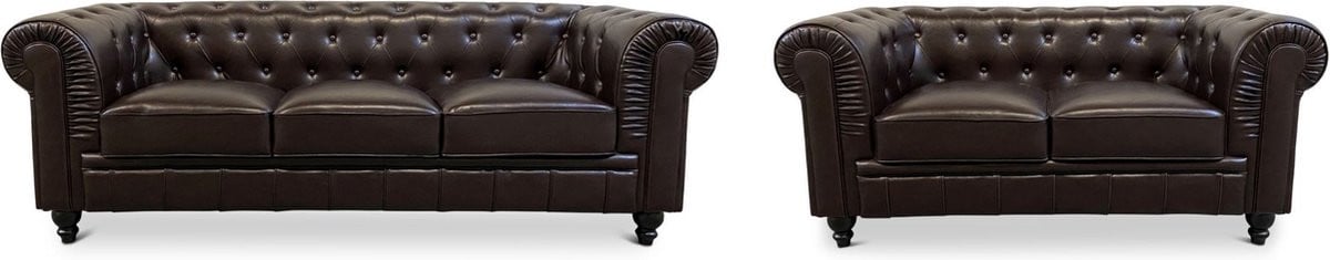 Chesterfield Banken Set 2 & 3 Zits - Mokka Bruin - Design