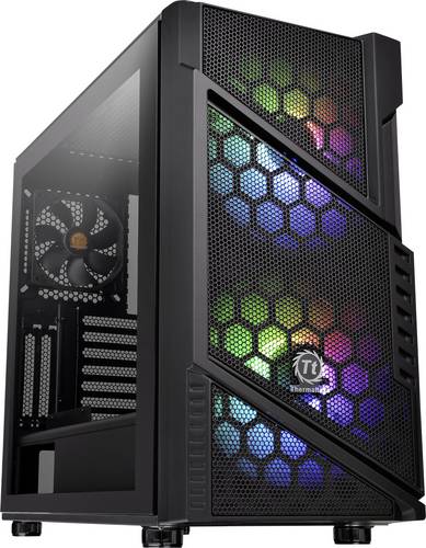 Thermaltake Commander C31 TG Midi-Tower PC-Gehäuse, Gaming-Gehäuse Schwarz 2 Vorinstallierte LED Lüfter, 1 vorinstallierte