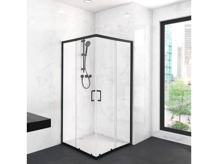 Eckdusche Square 90 x 200 x 90cm Schwarz/Matt Schwarz