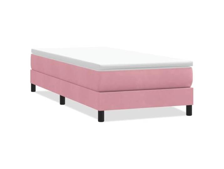 PUGYNBK Boxspringbett aus Samt, Rosa, 90 x 210 cm Lattenrost, stabile Füße, ohne Matratze, weich