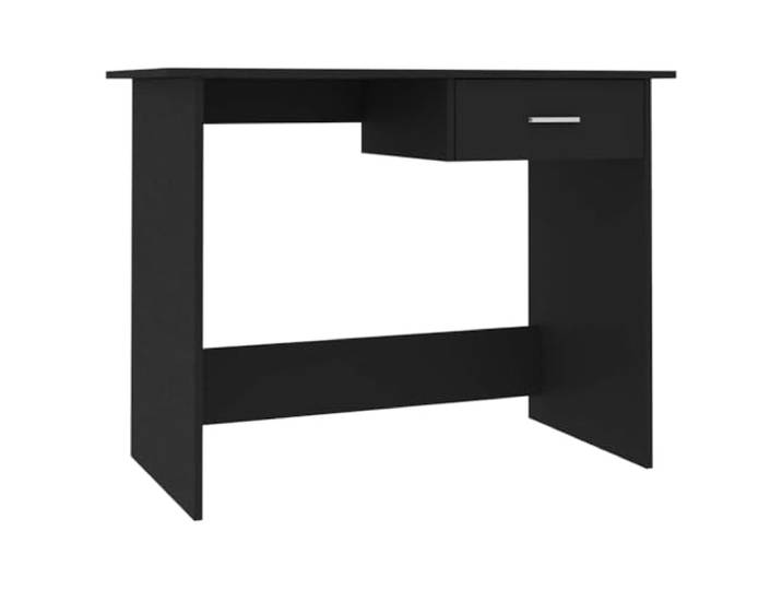 KPOTUERTU Schreibtisch Schwarz 100x50x76 cm Holzwerkstoff mit Schublade, moderner Computertisch für Arbeitszimmer, schlankes Design für Enge Büros und Schlafsäle, auch als Konsolentisch