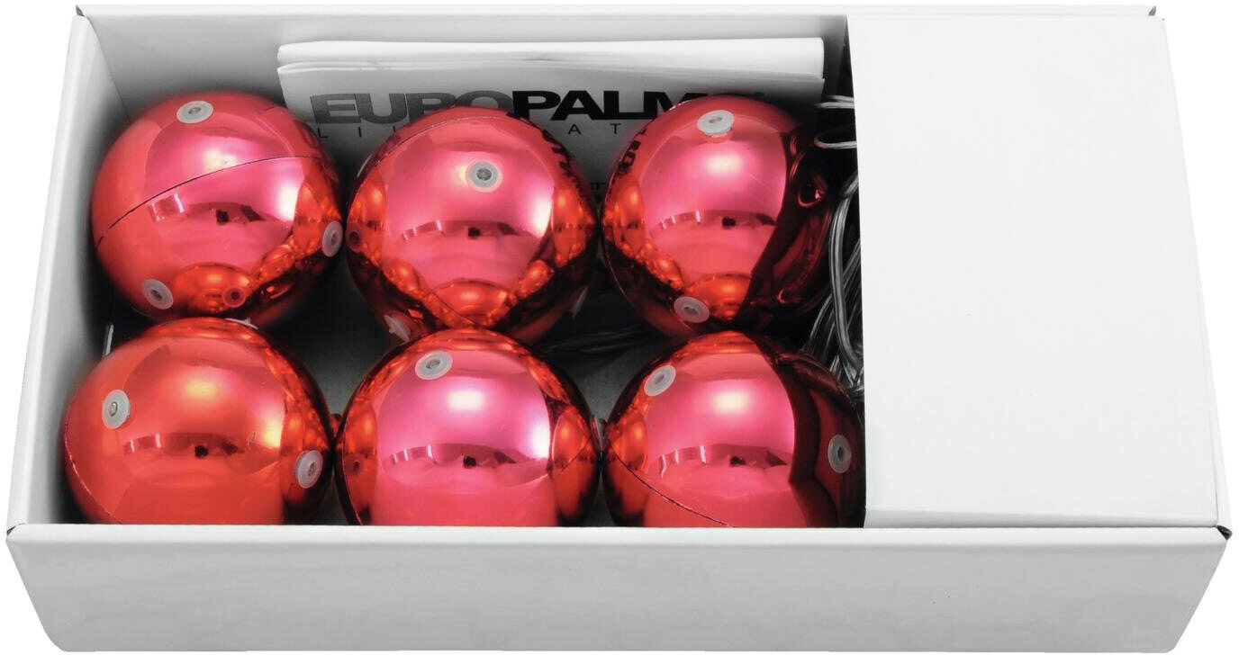 Europalms Led Weihnachtskugel 6cm, Rot 6x