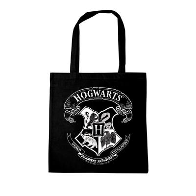 Henkeltasche LOGOSHIRT "Baumwolltasche", Damen, Gr. B/H/T: 38cm x 42cm x 42cm, schwarz-weiß (schwarz, weiß), Baumwolle, bedruckt, Taschen, mit schickem Hogwarts-Logo