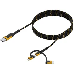 DeWalt Kabel USB USB-A - USB-C + microUSB + Lightning 1.8 m Czarny (DXMA131-1356-DWG) (1.80 m), USB Kabel