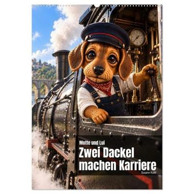 Motte und Lui. Zwei Dackel machen Karriere. (Wandkalender 2027 DIN A2 hoch), CALVENDO Monatskalender