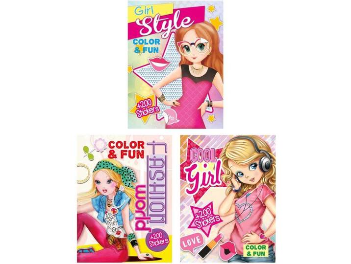 Cool Girl - Kleur- en stickerboek - 200 stickers - Meerkleurig