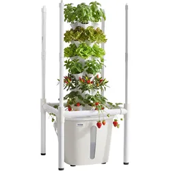 VEVOR Hydroponischer Turm 30 Pods, Hydrotower 6 Ebenen, Hydroponik-Anbausystem-Set mit LED-Pflanzenlampe, App-Steuerung, 20-L-Wassertank & Pumpe, Hydroponic Tower für Kräuter, Obst & Gemüse