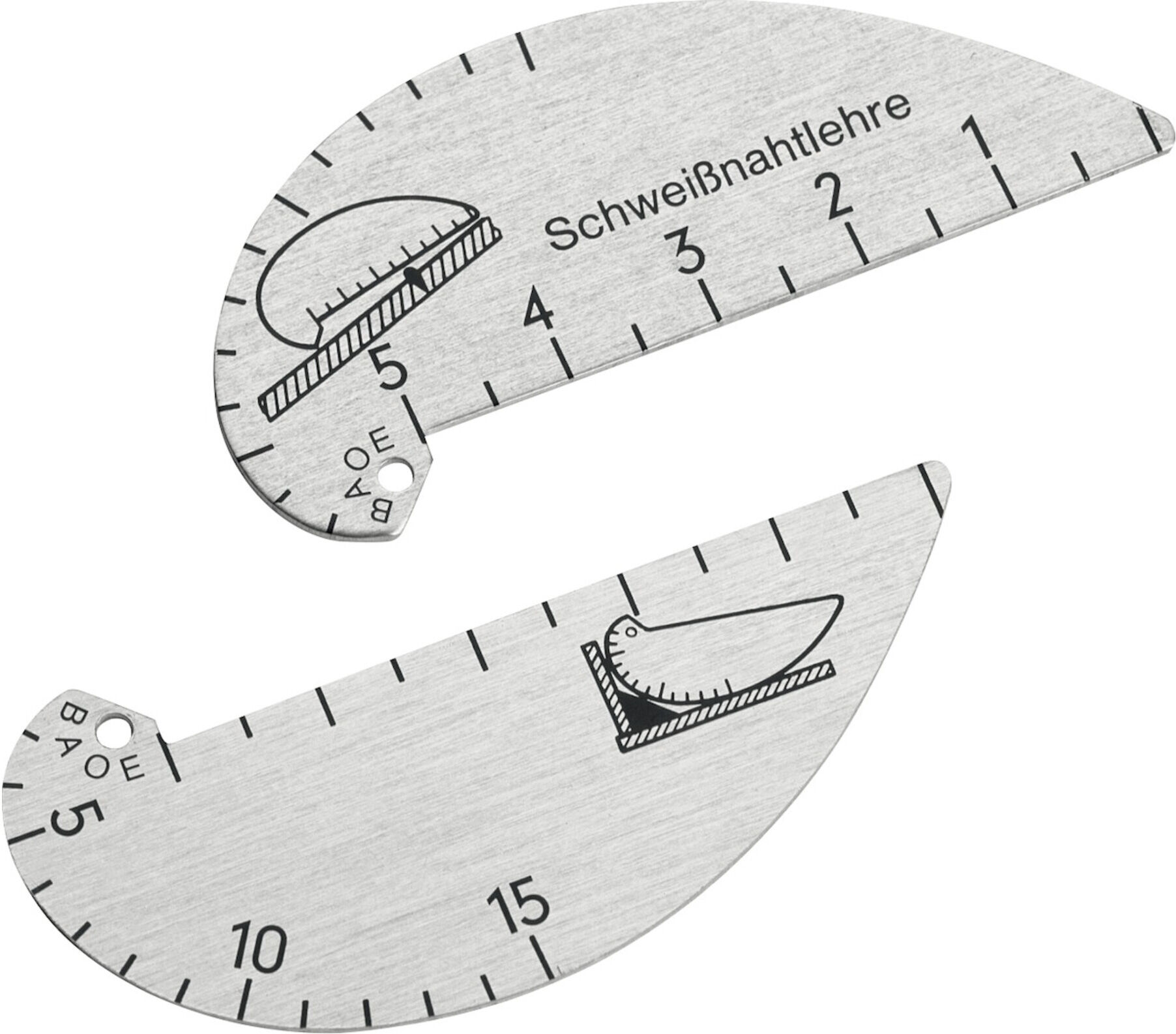 HOLEX Schweißnahtlehre aus Aluminium mit Skala in mm/inch und Tasche für Messung von Winkel/Spalt/Breite/Tiefe von Schweißnähten, 477590)