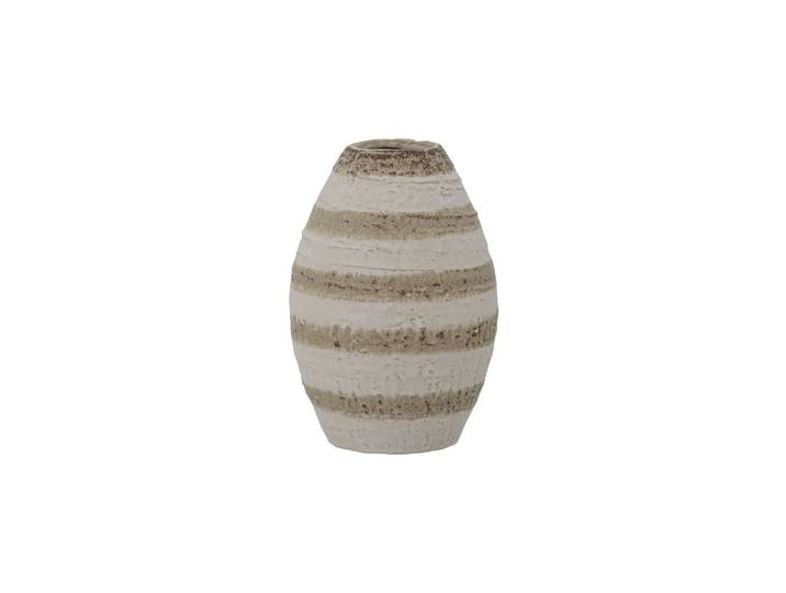 Vase en grès beige, à poser, forme organique, émaillage réactif -