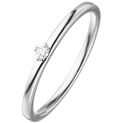 Fingerring JOBO Gr. 54, weiß (weißgold 585), Fingerringe, Damen, 54, SI = kleine Einschlüsse, Diamanten Weißgold 585, Diamanten, Weißgold 585, Fingerring, 585 Weißgold mit Diamant