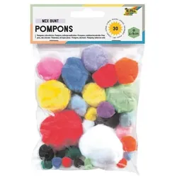 folia 30er-Pack Pompons »MIX BUNT« 1 - 5 cm - 10 Farben mehrfarbig