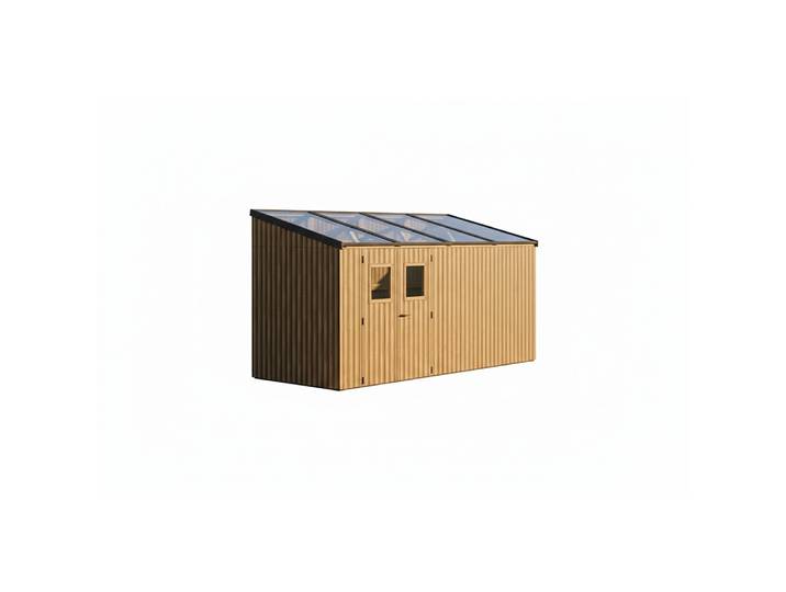Abri de Jardin Lumibois Mono Pente / Surface extérieure 8,87 m2 /Bardage en Épicéa Thermo-Chauffé / 4 Panneaux Photovoltaïques 2 kWc / Sans Plancher