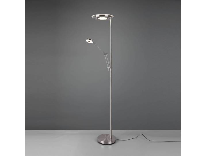Trio Lighting LED Deckenfluter Barrie, dimmbar, alu / grau / zink, für Wohn- / Esszimmer, Metall, Modern, LED Stehlampe