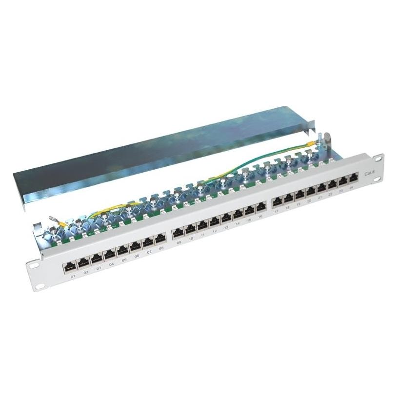 XtendLan Patch panel 19" šedý / Patch panel / 24 portů / Cat6 / stíněný (XL-PP19-24C6S-A-GREY)