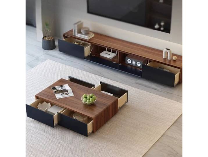 Meuble TV noir pour salon, modèle 2026, avec support pour centre de divertissement et cheminée, meuble de télévision, table TV, mobilier de maison