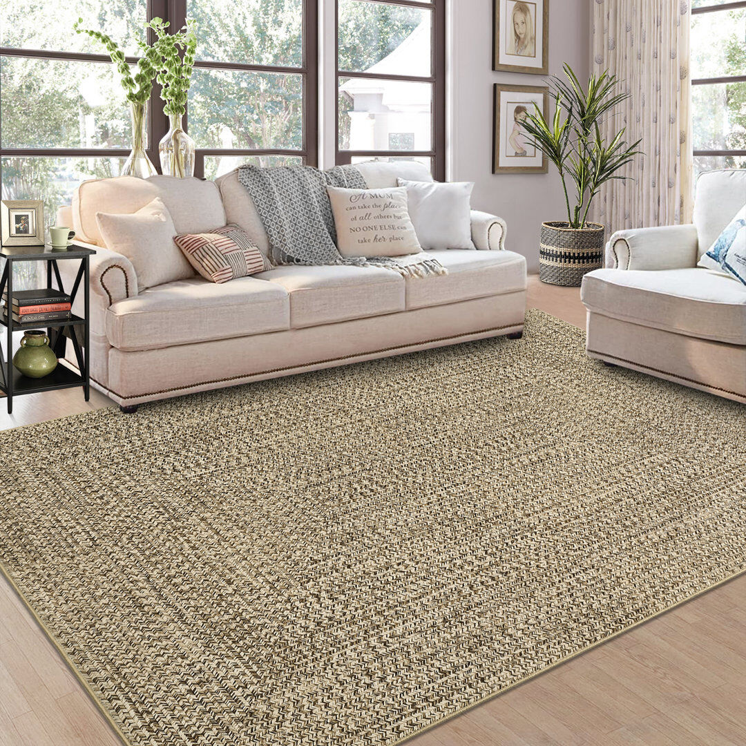 Brayden Studio Abstract Washable Area Rug Beige Rectangle 200 x 290 cm