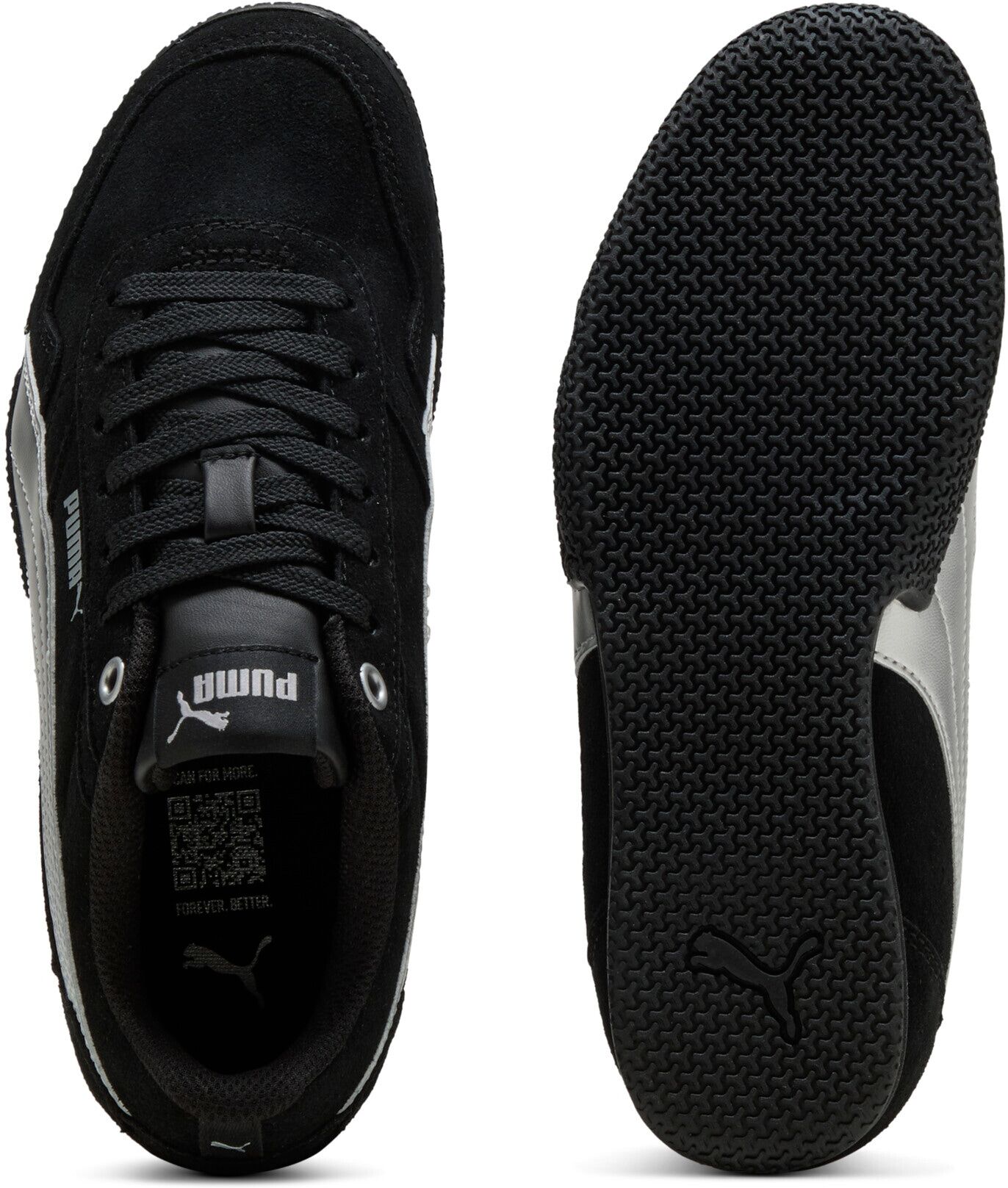 Sneaker PUMA "BELLA DONNA SD METALLIC JR", Mädchen, Gr. 35,5, Textil, schwarz (puma schwarz, puma silber), Synthetik, unifarben, Schuhe Sneaker, für Freizeit- und Sportaktivitäten, mit Textil-Innenmaterial