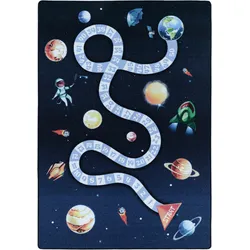 KINDERTEPPICH TRAUN, mit Weltraum-Motiv, Marineblau, 100 x 150 cm